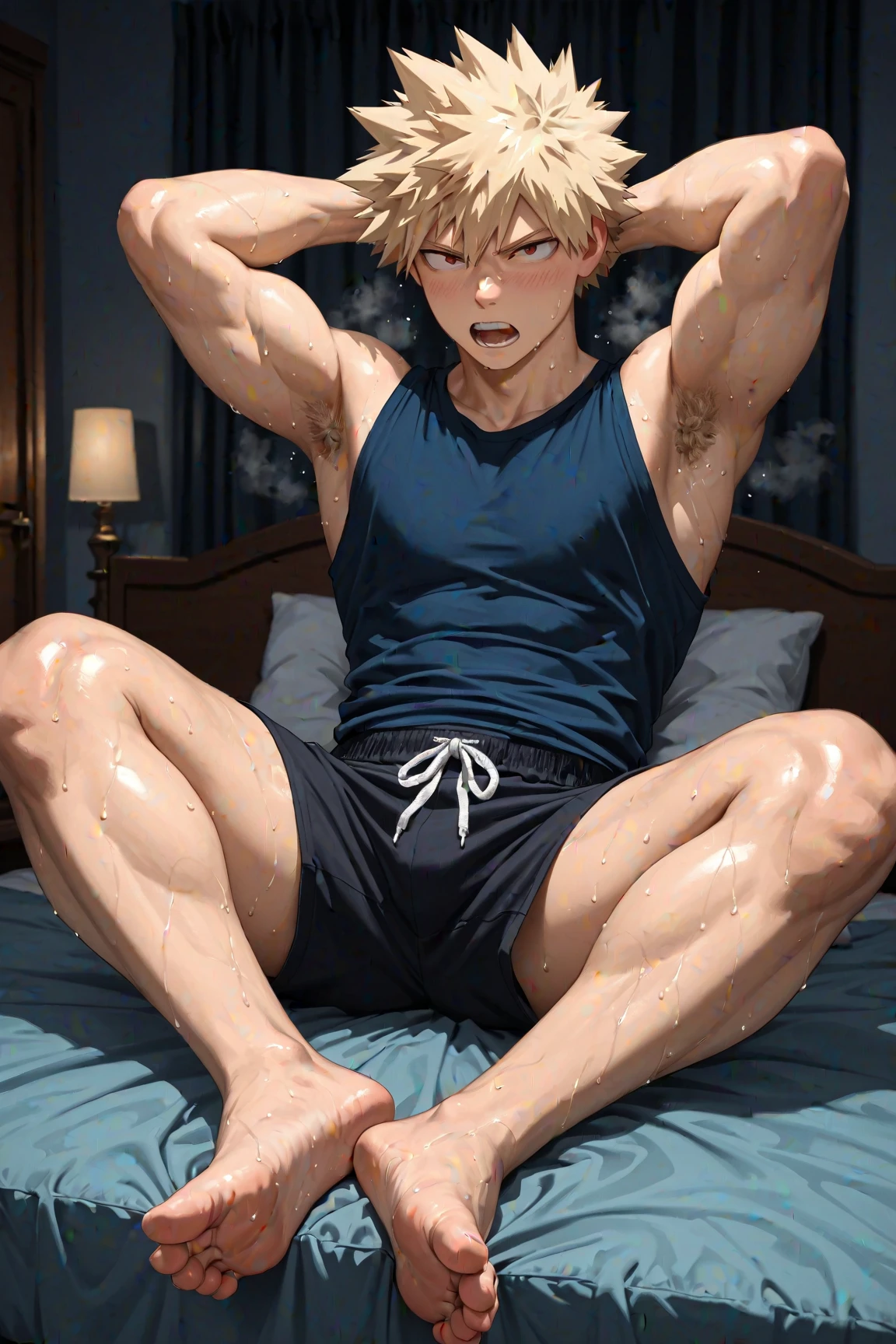 femboy、Leg spread、Male organ、、、Feminine body