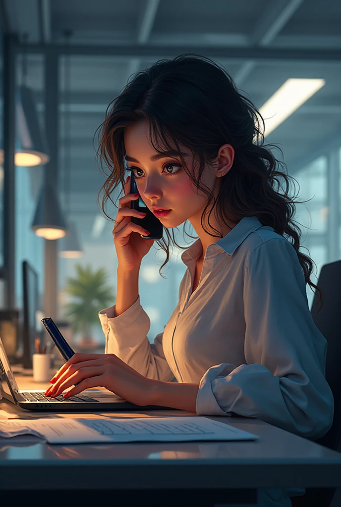 top quality, delicate touch ,woman calling at desk,office suit,Landline,smile,Data entry business