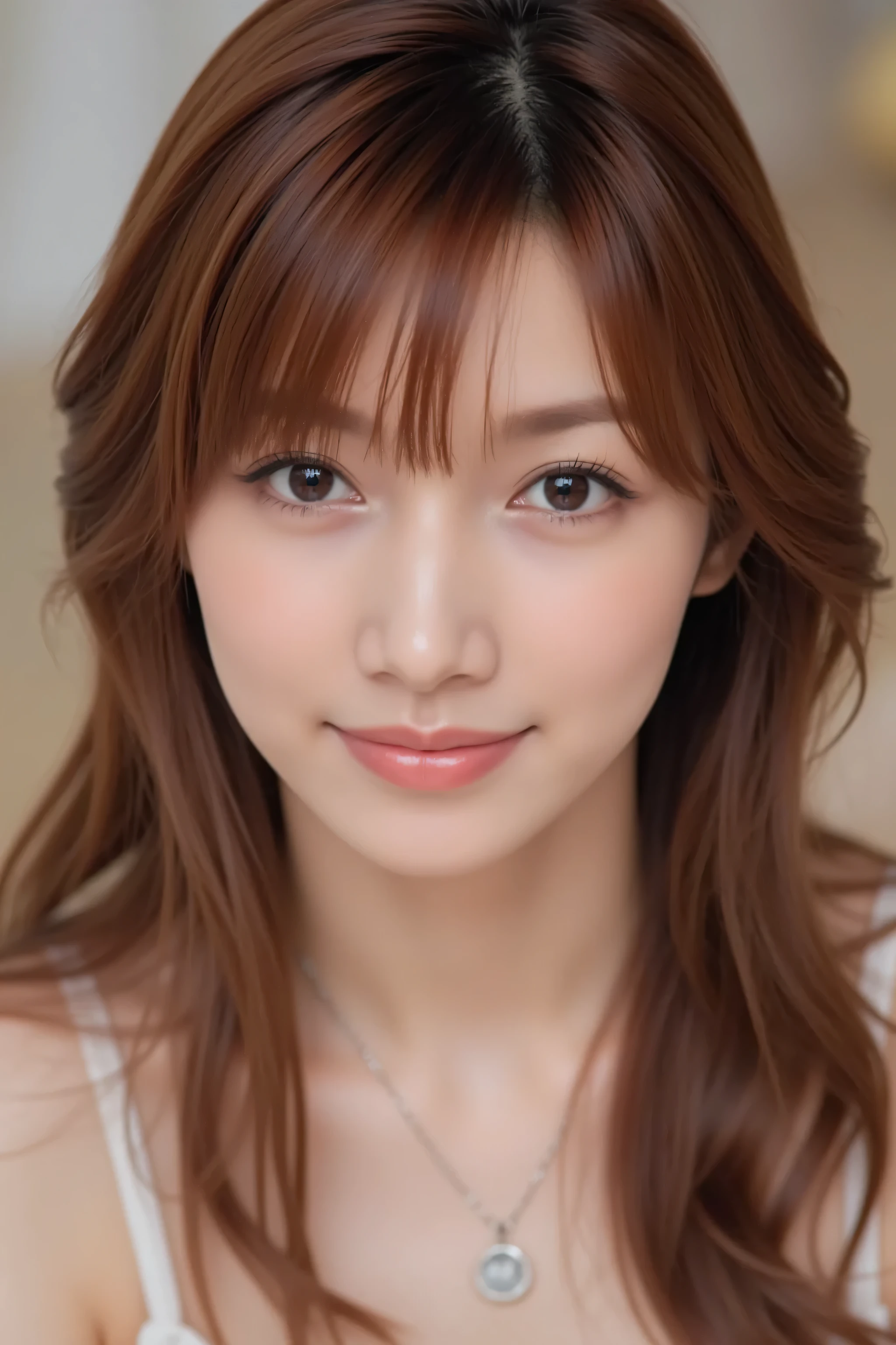 looking at viewer, beautiful skin, beautiful eyes, beautiful face, full make up, masterpiece, Super Details, Best lighting, Realistic and Realistic Pictures, high definition RAW color pictures, slightly smile, brown hair, asian, perfect anatomy, highly detailed eyes, face focus, evening gawn, goto maki,