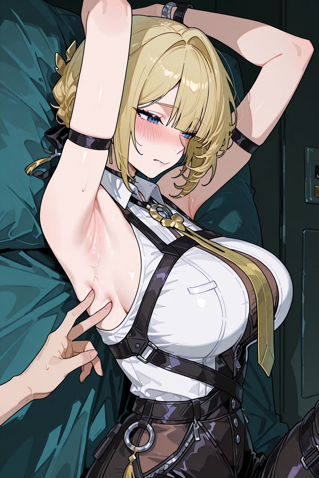 masterpiece, absurdres, 1girl, Ino Yamanaka, looking at viewer,  floating hair,  wind, (Best Quality), blonde hair, length hair, ??????? out,Bound, Bondage, (arms behind back:1.4), ????, tape, TAPE BONDAGE, close-up, srestrained, best ???????, Curled up, scared face, closed eyes, crying, ball gagged, Upper body, humiliation, desperate, (front), (men touching her ), touching ??????, pov hand squeezing her ??????, (stripped ????? by men)
