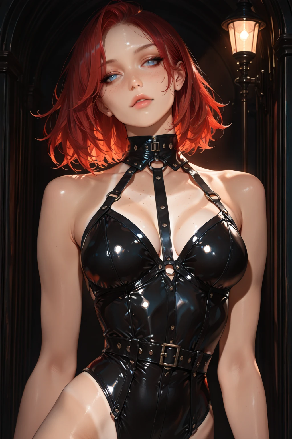 ((???? dress)))A  girl, The character Makima from the anime series Chainsaw Man, fragile, makima, Beautiful figure, Skinny black pants, cowboy shot, holding dog leash, pulling leash, looking at viewer,looking down at viewer, slight lean forward, red hair, Orange Eyes, white  shirt, sexypose, Realistic, Very detailed, handsome body, Detailed body, Detailed hands, Detailed, Vibrants, Detailed Face, Makima's character design. Very detailed, Detailed body, Detailed hands, Detailed Face, anime art, extremely detailed CG unity 8k wallpaper, detailed light, Cinematic lighting, chromatic aberration, glittering, expressionless, epic composition, dark in the background, Cherecter Desing, Very detailed, Detailed body, Vibrants, Detailed Face, sharp-focus, anime art, Vibrants, Detailed Face, Hugh Details, sharp-focus, Very drooping face, A detailed eye, super fine illustration, better shadow, finely detail, Beautiful detailed glow, Beautiful detailed, Extremely detailed, expressionless, epic composition, Presented at artstation, Octane Render, artstation hd, Cinematic, 4 thousand., hypermaximalist, elegant