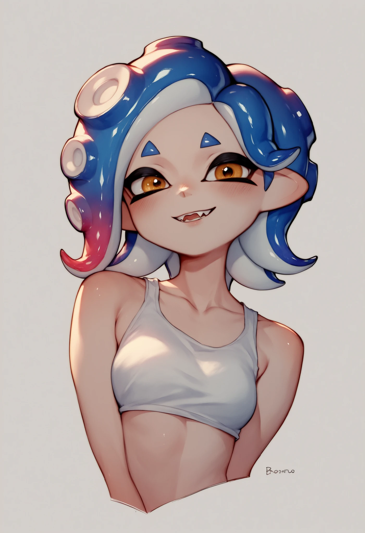 watercolor style、cute splatoon girl、1 person、big boobs、sexy