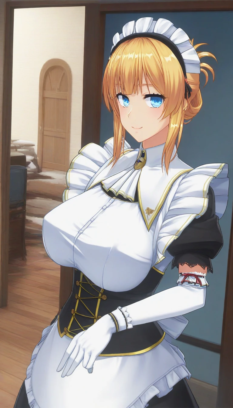 cowboy shot,village,day,wooden house,blue sky,white cloud,smile,:p, ä½©ç¹æÂ·é·è,1girl,short hair,bow hairband,red hairband,red bow,hair between eyes,eyebrows hidden by hair,orange hair,aqua eyes, å¥³ä»æè£,roswaal mansion maid uniform,detached collar,neck ribbon,black dress,sleeveless dress,small breasts,white apron,detached sleeves,white thighhighs,mary janes,, Exquisite visuals, high-definition,masterpiece,best quality,, 18yo,Young female,Beautiful Fingers,Beautiful long legs,Beautiful body,Beautiful Nose,Beautiful character design, perfect eyes, perfect face,expressive eyes, official art,extremely detailed CG unity 8k wallpaper, perfect lighting,Colorful, Bright_Front_face_Lighting,shiny skin, (masterpiece:1.0),(best_quality:1.0), ultra high res,4K,ultra-detailed, photography, 8K, HDR, highres, absurdres:1.2, Kodak portra 400, film grain, blurry background, bokeh:1.2, lens flare, (vibrant_color:1.2), (beautiful_face:1.5),(narrow_waist), ,, 1.70 tall, gigantic , she is adult and more robust,