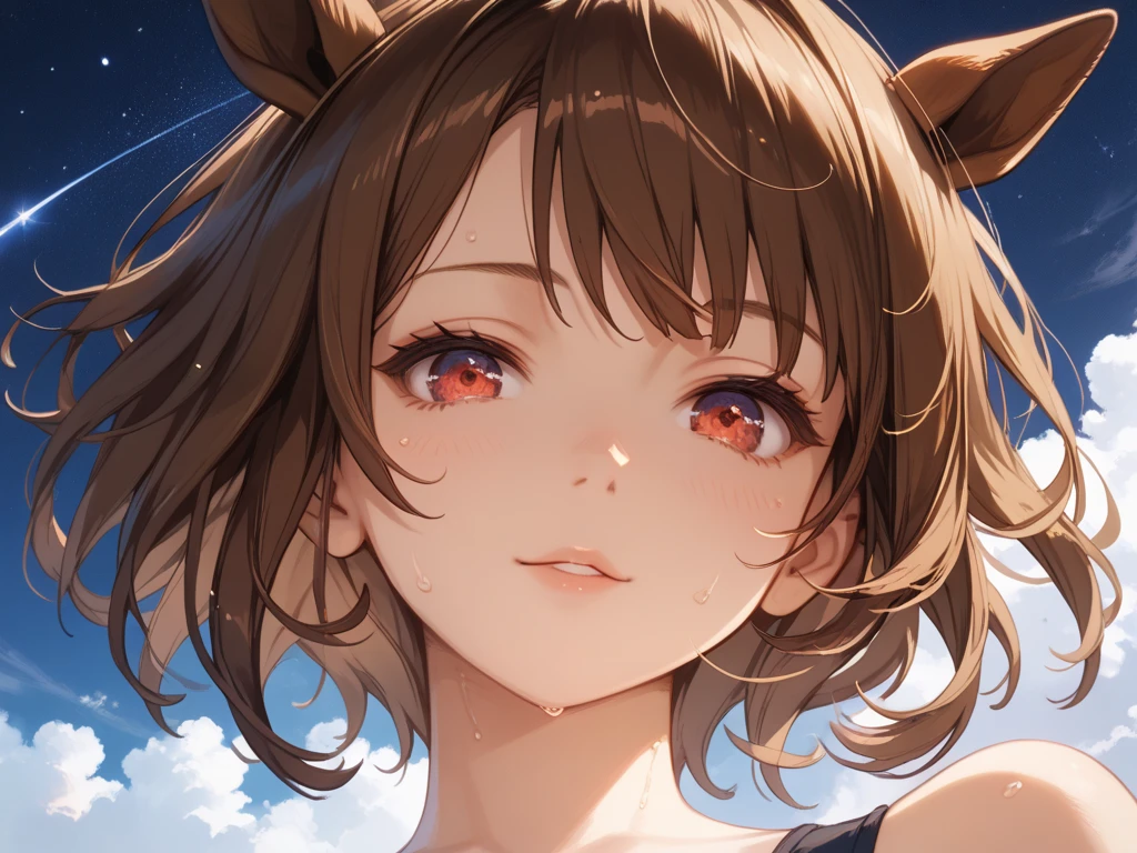 ((Masterpiece)), (Anime:1.3), ((best quality)), (super detail:1.2), (High Definition:1.3), (Professional Photography:1.2), (sharp focus), (perfect light), from side, (fisheye), ((12 years old)), loose blunt bangs, messy medium hair, glitter eyes, ((Frayed and ragged loose Long Sleeve T-shirts)), slightly  right shoulder, (slightly  small ), Beautiful collarbone, Slender body, Sweaty skin, (smug), open mouth, Textured skin, Cat ears, (Healthy slim body), Pale brown hair, Cute Beautiful Girl, BREAK, ((best quality)), (super detail:1.2), ((crouching)), outdoor, (on the rusty Collapsed road), (View of the sea and slums),