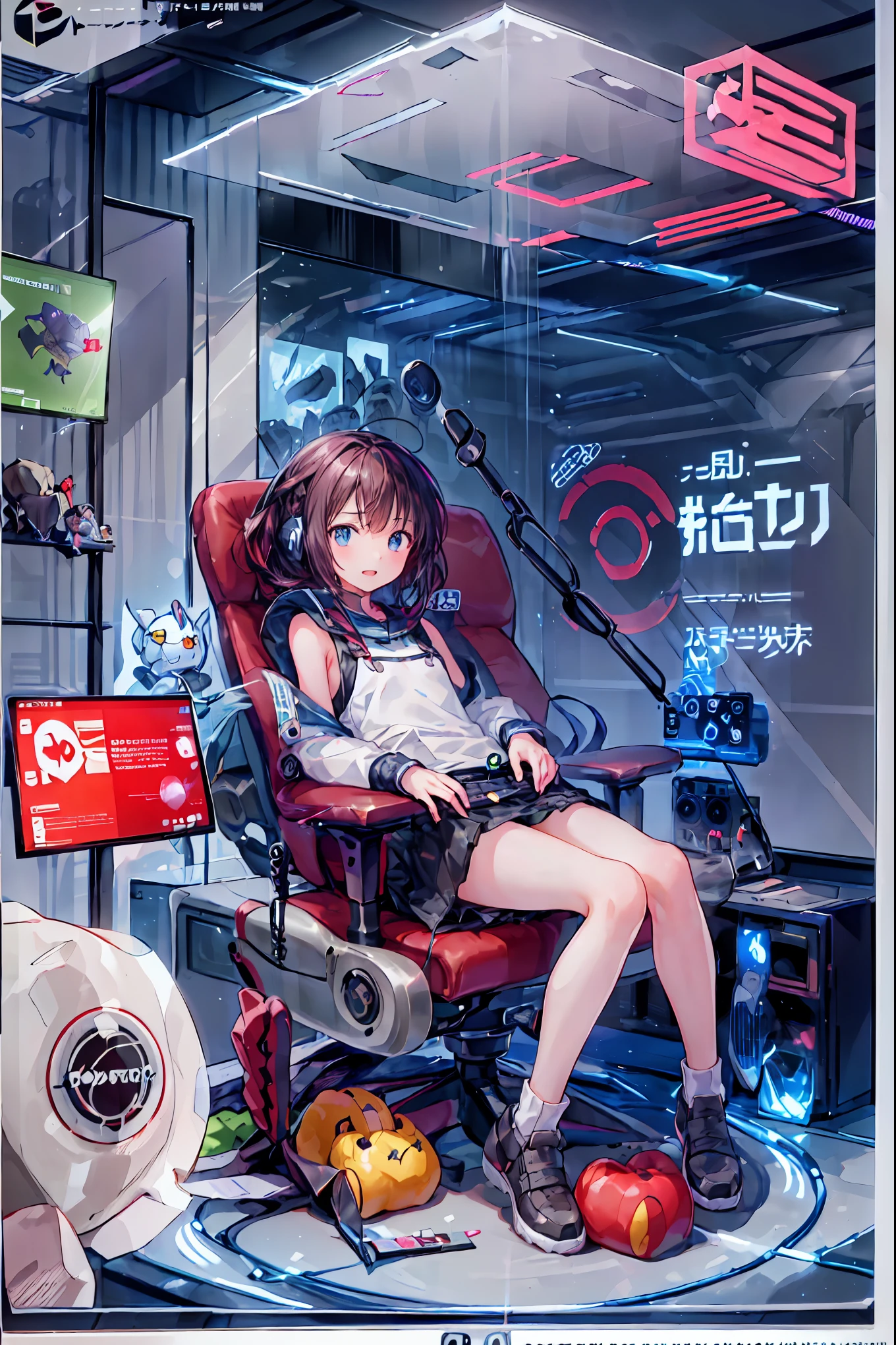 laughing,(Speaking Heart), happy, open your mouth, Candy in hand,MANIPULATE YOUR SCREEN LIKE A GAME,(((programming room interior))),EXTREME DETAIL DISPLAY,EXTREME DETAIL DRAWING,typing speedy two hands,IMMERSE YOUR SCREEN,Anime breaking through the digital space,Digital Illustration,Cyberpunk, future,cowboy shot, network ,(((PRIVATE PC ROOM))),(((giant pc monitor))),(((multiple monitors))),((operate the keyboard女の子)),ピース✌️サインをするhacker,hacker,Depict the keyboard accurately,hacked,(スイートhacker),(((is putting a keyboard on her lap))),hacker, Multi Display, Complex image displayed on a modern PC display that glows blue, complicated image displayed on a display, hitting the keyboard in the foreground,Dark Room, night,深night,((凄腕の女子高生hacker)),brown hair,shortcuts,unkempt hair,Short braided hair,Neat,slender beauty,correct posture,small breasted,beautiful legs,Enchanting Gray-Blue Eyes Shine Like Stars,Saggy Eyes,Brilliant Colors,beautiful eyes,A delicate smile,Textured Skin,Best quality at its best,gentle and beautiful woman,anime style、(Hobbies),Holding candy,candy with a different color on one eye,ゲームのように network を突破する,(((PRIVATE PC ROOM))),(((giant pc monitor))),(((multiple monitors))),((operate the keyboard)),DIVERSE IN THE DIGITAL SPACE,不敵にlaughing, 最High Quality, face focus, soft lights, ウルトラhigh resolution, (photorealistic:1.4), ORIGINAL PICTURES, 1 Japanese girl, solo, cute, (pupil, individual eye light), (Tiny ),(人間の肌の質感high resolutionの詳細), (long hair), blazer uniform, charcoal vest, skirt, (Upper Thigh), High Quality,4K,8K,high resolution,Masterpiece,Ultra Fine,real,フォトreal,HDR,UHD,Studio Lighting,EXTREME DETAIL DRAWING,Professional,Brilliant Colors彩,ボケ 幸せな表情の女性のhacker,Tight posture,Concentrated Expression