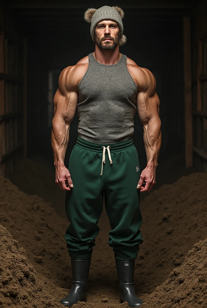 (masterpiece:1.2), best quality,pixiv,official art,perfect , (Ray tracing, light),solo, (1_male:1.3) , (muscle), (grey fur:1.4), (muscle bear), (beard:1.2), (gleaming golden eyes), bear tail, Thick eyebrows, open hoodie,  hoodie, (Tank top inside:1.2), cargo pants, (boots:1.2), (pure white background: 1.3)