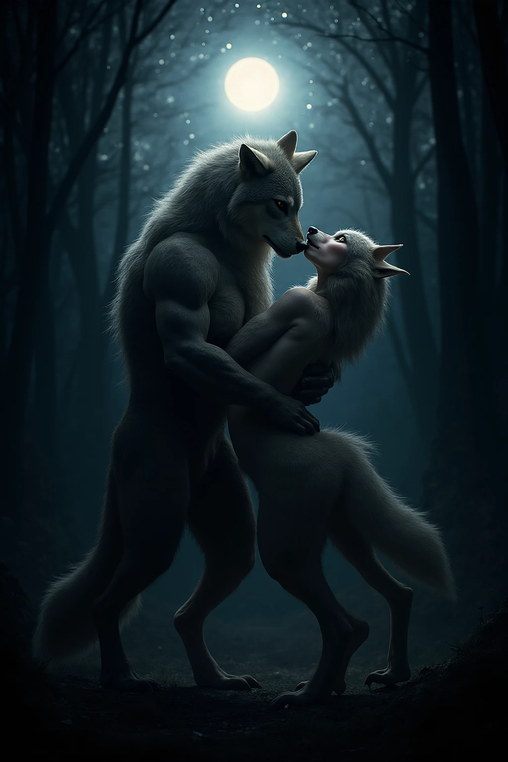  () (Elsa ((human)) , strip of pubic hair) side to rear,   penetration  ((( male furry grey wolf with knotted ))), full body, in a deserted snowy landscape