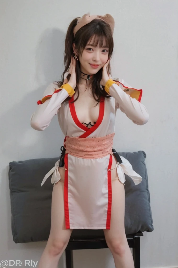 (best quality:1.5), (masterpiece:1.5), very detailed, high resolution, 8k, cute Japanese woman, cute 24 year old beauty, slim body, (busty ), thin lips, detailed face, Beautiful and elegant face, cute face, natural bangs, arched eyebrows, well-groomed eyebrows, (big eyes with a good balance between the left and right sides), cute eyes, beautiful eyes, beautiful thin nose, (beautiful skin), medium Hair, Brunette hair, black hair, (natural bangs), (Round and cute face:1.2), slim figure, (looking at the camera with a Gentle smile), beautiful legs, smooth skin skin, slim and beautiful thighs, cute and  slim 24 year old woman, fair skin , Beautiful , (Slender and slim body:1.5), (Slim waist:1.8), (slim :1.8), ((slim :1.8)), I-type Valley, (cleavage), (Natural Light:0.8), (lighting forward:0.8), (lighting front:0.8), (Flat lighting:0.8), Relaxed smile, Detailed fingers, beautiful hands, (Round face:1.4), ( dress), Beautiful cleavage, ((Underboob)),