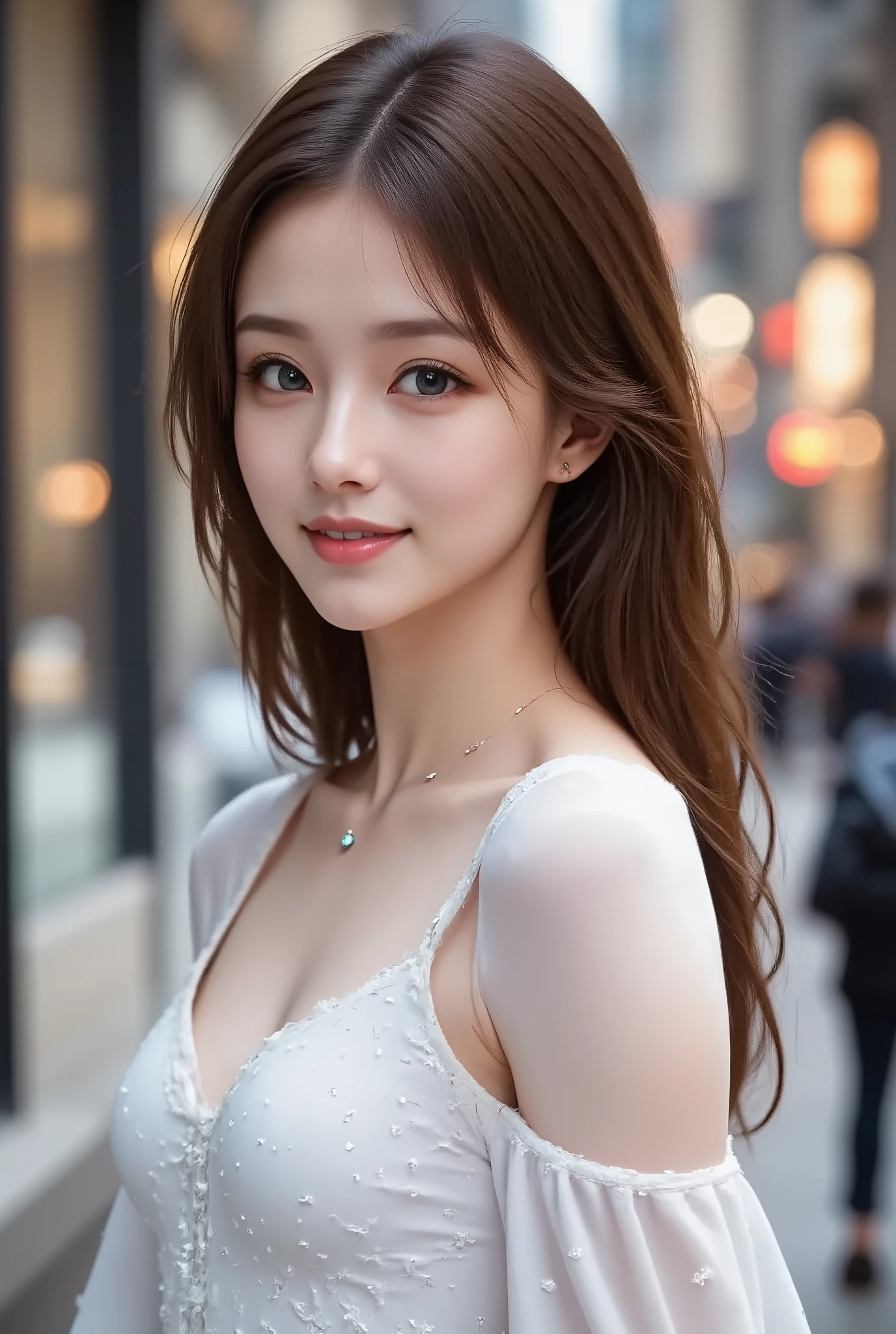  Beautiful Japanese virtual idol  ,   Detailed Digital Avatars   ,  Bright Holographic Figure , Clear Glowing Skin   ,  detailed facial features ,  charming smile like snow , Delicate Expression,  Long Flowing Hair ,  Elegant Pose  ,   Surreal Futuristic Environments   ,  Polygonal dynamic lighting , Neon Glowing Details  , cinematic composition , Details Like the Picture , masterpiece ,  Full body photo,(  masterpieces at the front door of the house ,  high resolution,  illustration:1.2),   young Japanese woman  , (Graceful and graceful presence :1.1),,  charming smile like snow , shaking hair ,8-Head Beautiful Girl, Wide range of colors,The right gaze,  beautiful left and right eye size and balance ,  } Beautifully Balanced Eyes  ,  beautiful eyes ,  gentle expression holding a deer  , 長くshaking hair ,  blond hair  ,  One girl with long hair fluttering like the wind  ,(Slightly small face),(  Perfect Sheer Dress  ),((BIG BREASTS, beautiful breasts)) ,(((  thin waist))), very beautiful butt ,  Anatomically Accurate Arms and Legs  ,   Anatomically Accurate Fingers and Feet   ,  Small eyes  ,Slightly upturned eyes,  gorgeous long white dress like a medieval princess、cleavage、necklace with large diamonds、gorgeous tiara with rubies gorgeous earrings with emeralds,  charming smile like snow ,(()), Artistic details, Attractive Composition.church、stained glass