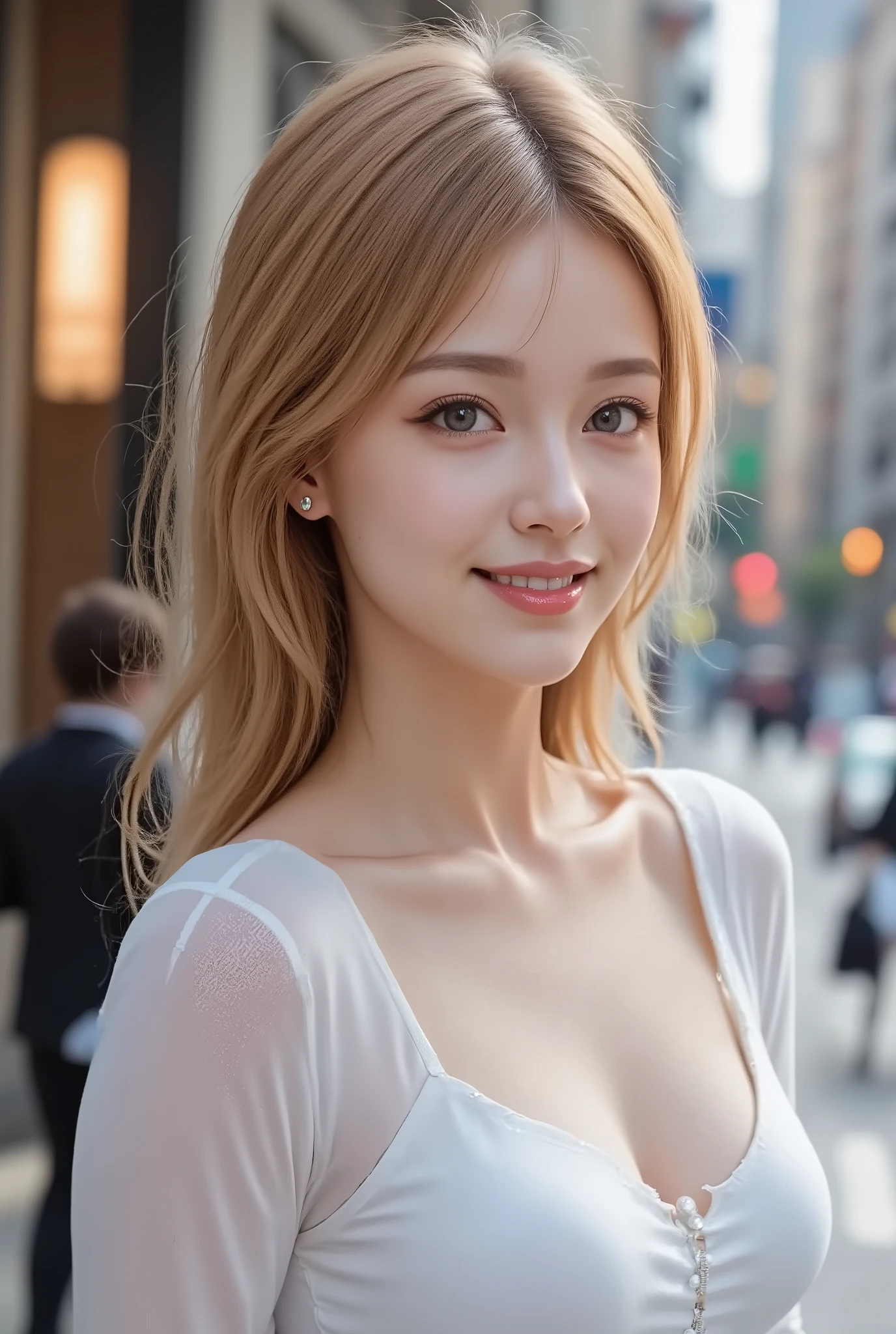  Beautiful Japanese virtual idol  ,   Detailed Digital Avatars   ,  Bright Holographic Figure , Clear Glowing Skin   ,  detailed facial features ,  charming smile like snow , Delicate Expression,  Long Flowing Hair ,  Elegant Pose  ,   Surreal Futuristic Environments   ,  Polygonal dynamic lighting , Neon Glowing Details  , cinematic composition , Details Like the Picture , masterpiece ,  Full body photo:1.4,(  masterpiece ,  high resolution,  illustration:1.2),   young Japanese woman  , (Graceful and graceful presence :1.1),,  charming smile like snow , shaking hair ,8-Head Beautiful Girl, Wide range of colors,The right gaze,  beautiful left and right eye size and balance ,  } Beautifully Balanced Eyes  ,  beautiful eyes ,  gentle expression holding a deer  , 長くshaking hair ,  blond hair  ,  One girl with long hair fluttering like the wind  ,(Slightly small face),(  Perfect Sheer Dress  ),((BIG BREASTS, beautiful breasts)) ,(((  thin waist))), very beautiful butt ,  Anatomically Accurate Arms and Legs  ,   Anatomically Accurate Fingers and Feet   ,  Small eyes  ,Slightly upturned eyes,  gorgeous long white dress like a medieval princess、cleavage、necklace with large diamonds、gorgeous tiara with rubies gorgeous earrings with emeralds,  charming smile like snow ,(()), Artistic details, Attractive Composition、((((church、stained glass))))