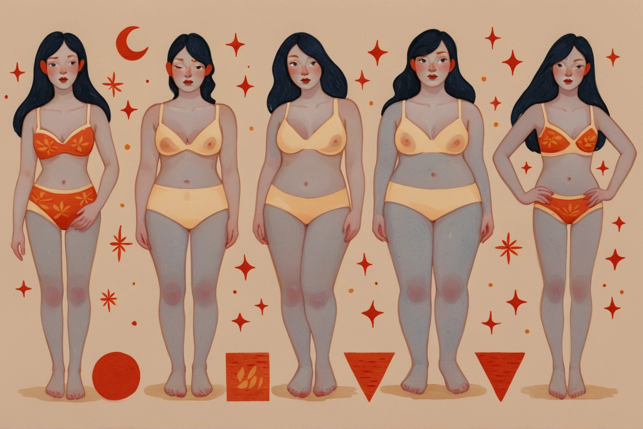 1girl, black hair, fair pale skin, expressive face, black eyes, red ginger hair, naked, detailed skin, sketches, detailed thick gouache painting, illustration, in gougoupaintleaves style:1.5, novuschroma04 style