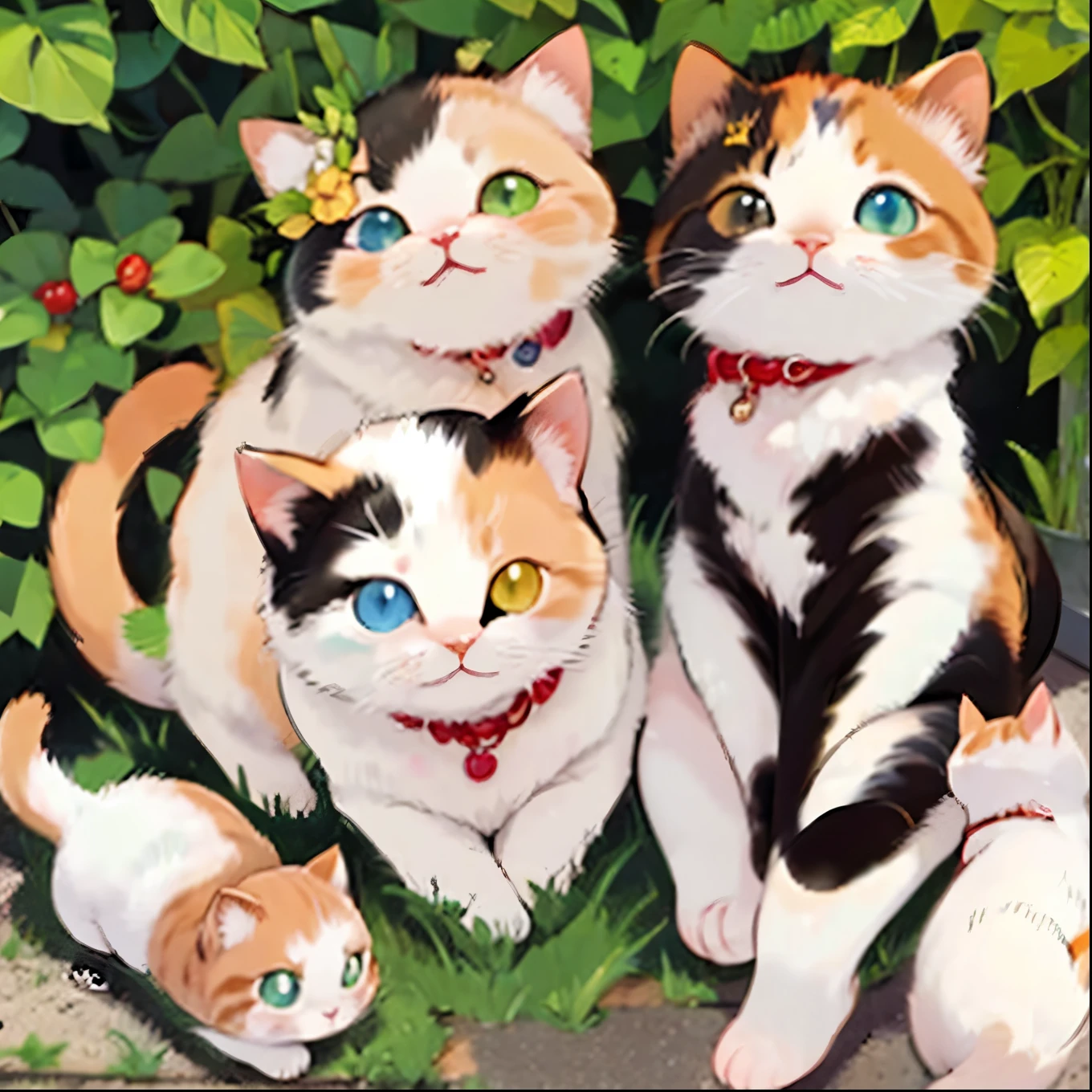 Highest Quality:1.2、masterpiece、super high resolution,8k,Olympics 100mwalk, chibi,Cats Olympics,walkる猫、before、Three-haired cat,