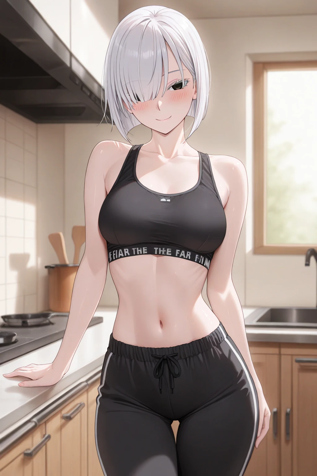 silver eye, 1 girl, racing bloomers, track and field club, silver hair, short hair, pointy ears, earrings, tachi-e, UHD, masterpiece, anatomically correct, high quality