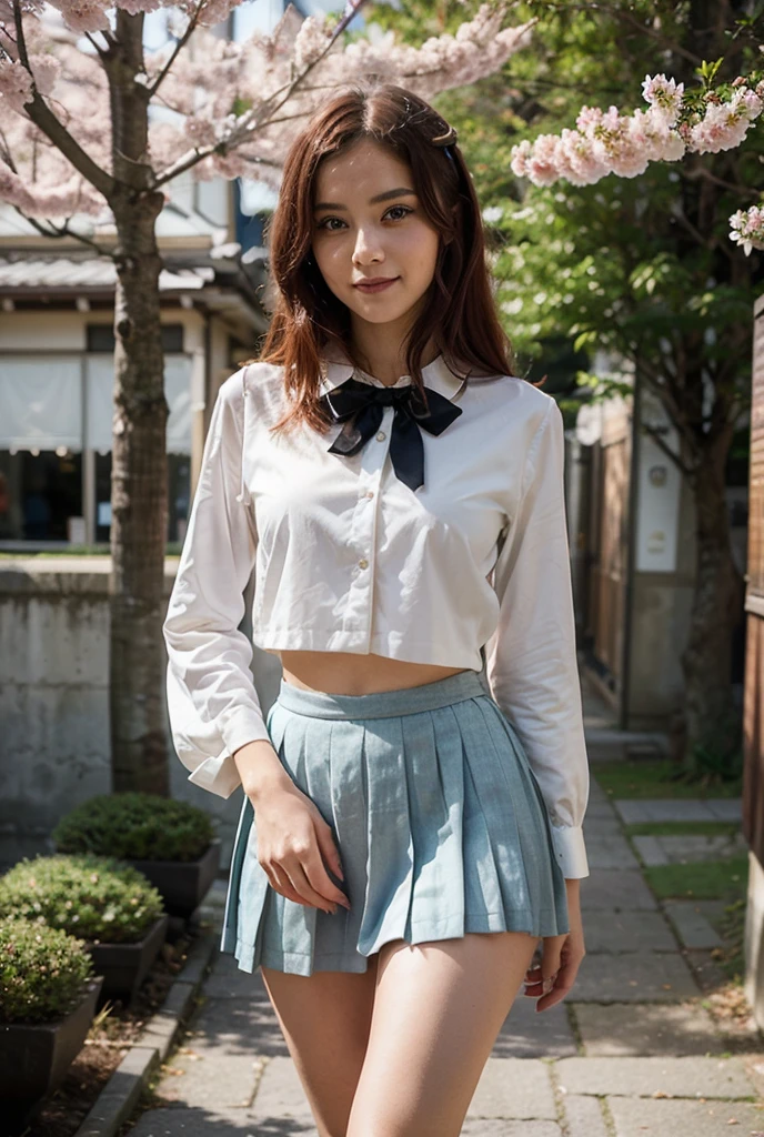 highest quality, masterpiece, ultra high resolution, (realistic:1.4), 20-year-old,1 girl,Super high quality,8k,thinウエスト,thin脚,thin and beautiful arms,beautiful fingers,Sare-eye makeup,thin,Medium chest,soft chest,(((High school bicycle storage))),many students and bicycles,high school uniform,Blazer uniform and ribbon miniskirt,Meeting after school,((Ponytail and Hair Tie)),((Bangs short hair)),realistic,picture media chest)),((toothy smile)),((big smile))