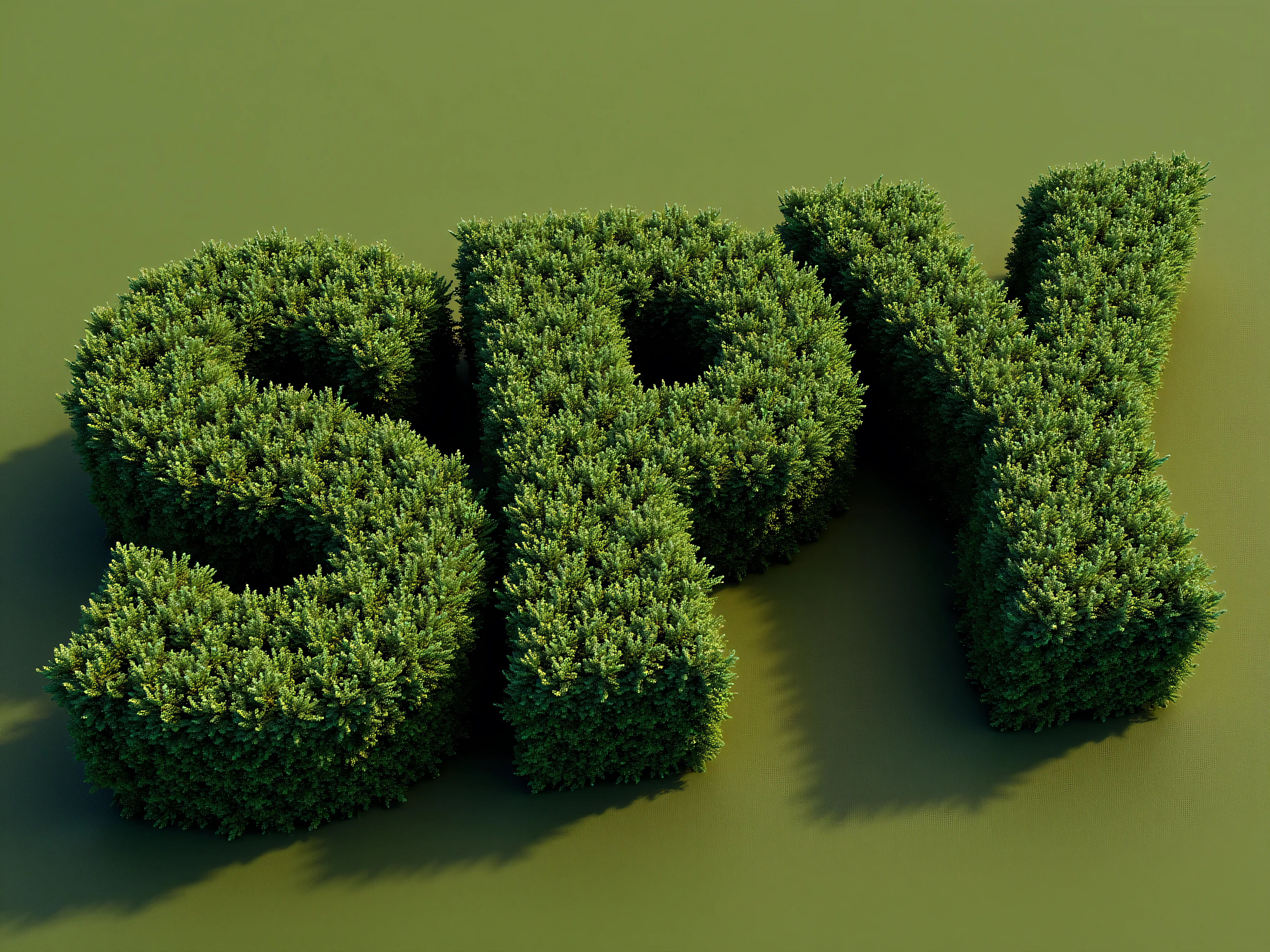 Meticulously manicured juniper bushes in the shape of the word SPY, icon style. Ultra-realistic, photo-realistic, cinematic photography, hyperrealistic, 3D rendered realism, UHDR, high-res, physically-based rendering, extreme attention to detail, highly imaginative, best quality artwork.