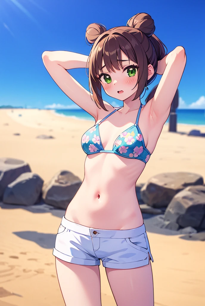 1girl,kugisaki nobara,jujutsu kaisen, white theme,solo,
string bikini,armpits ,, pose, smug, looking at viewer,  shiny skin, from side,
beach, sunny day,, (masterpiece:1.2),(best quality:1.2),newest, intricate details,  ai-generated,