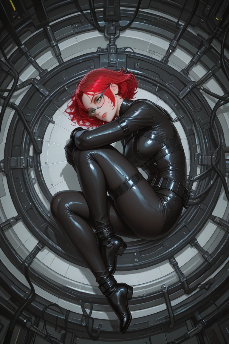 masterpiece, best quality, meryl, black , black headband, sitting, docks, sky <lora:meryl-nvwls-v1-000010:0.9>