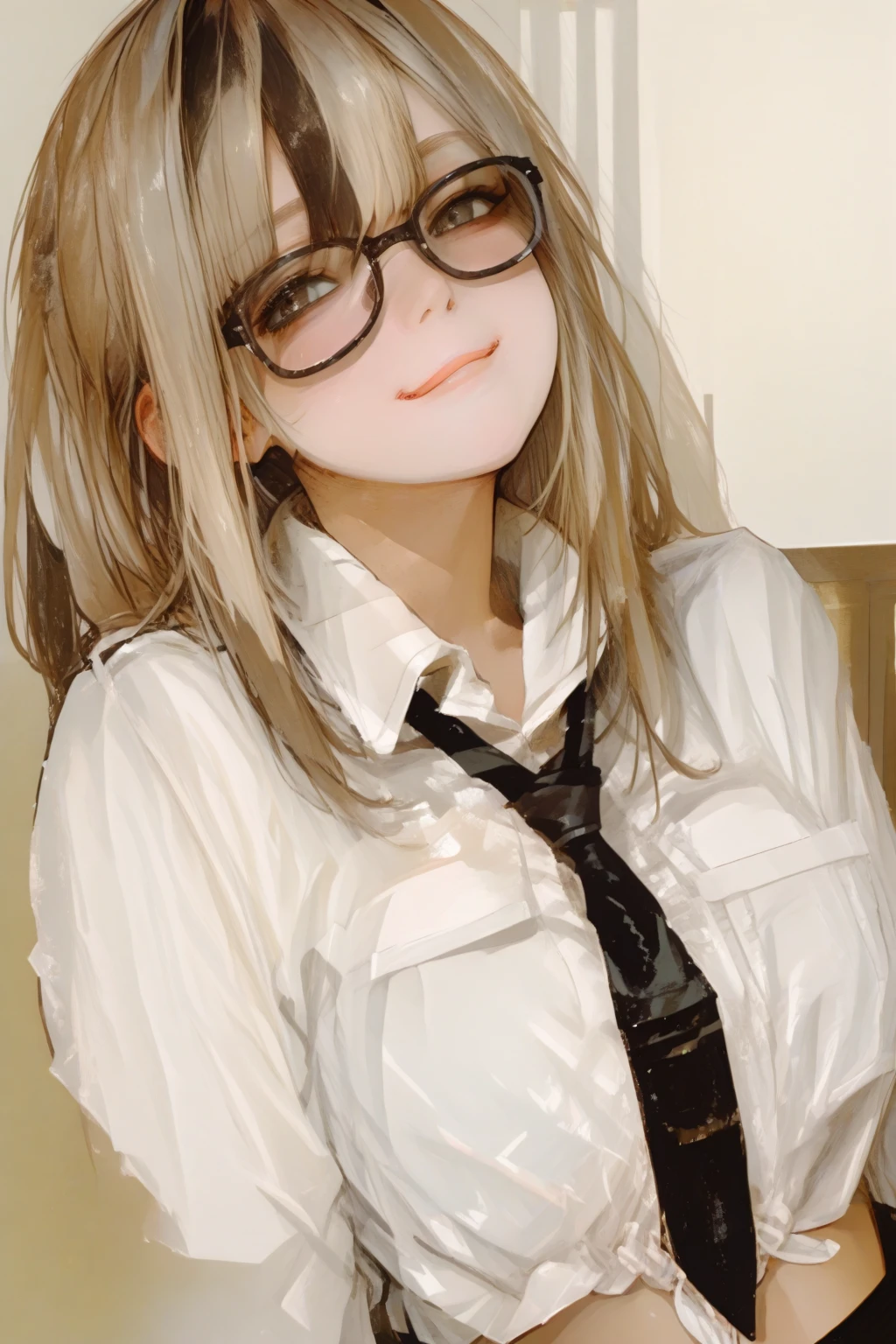 Masterpiece, 最high quality, high quality, High resolution, high quality texture, high quality shadows, High resolution, Beautiful details, Detailed CG, Detailed Texture, Realistic representation of face, Realistic, colorful, delicate, Cinematic Light, Side light, Lens flare, Ray Tracing, sharp concentrated, (1 Girl,concentrated:1.3), ( Intricate details, compensate, PureErosFaceV1:0.5), (細部まで美しいdelicateな顔, 緻密で美しいdelicateな瞳, Perfect  Proportions, Dense skin, Optimal ratio of four fingers to one thumb, Arms under chest, Modest chest, Wide Hips, Smooth upper abdomen, 30 years old, blue eyes, glasses,cabin attendant uniform,white blouse,tight fitting black skirt,black stockings, excellent secretary ,working as a secretary, wooden desk, wooden chair, house wife, the gaze of true love, lips of temptation, A look full of compassion ,a smile full of love, i love you, Acting lovey-dovey, air fortress hair, blonde hair, I love you so much I'm crazy,i love you