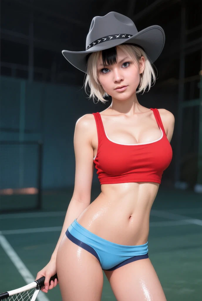 // Pose
Show from the ???? to the shoulders,

// Style
???????, black shirt, cleavage, beautiful detailed skin, (cute:1.2), (black hair), ((jpop idol)), (upper thigh:0.6), (depth of field),soft light, Lens Glow,

// Features
(cute Russian girl, white people:1.3), (((blonde hair:1.5))), (shiny-blonde ponytail hair:1.5, thin hair:1.3, side blaid:1.3, blue eyes, pale skin:1.1), (beautiful, 20 years old:1.5), slim, slender, (small-??????????????), a navel、????-legged、blue eyes、lovely thighs、glowing thigh, 
looking at viewer,
(Drooping eyes:1.2),
straight teeth,smile,
floating hair, 
(narrow eyes:1.2),

// Character
movie scene, cinematic, full colors, 4k, 8k, 16k, RAW photo, masterpiece, professionally color graded, professional photography, wearing a glasses, 
cleavage,high school girl, hair up, consider,(blush,open mouth)1.3,soft clean focus, realistic lighting and shading, (an extremely delicate and beautiful art)1.3, elegant,active angle,dynamism pose,

// Quality
RAW photo, portrait, best quality, high res, ????,
(1girl:1.3), (black hair:1.3), perfect hand, realistic face body, clear sky,

// Features
Russian Athlete girl, at night track and field, 

// Fashion
(track and field Uniform), green track and field uniform top, green nylon buruma, detailed clothes