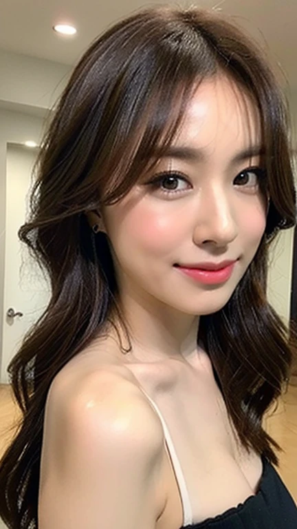 ((Day, Best Quality, 8K, Realistic)), Full Body: 1.4, Slender Abs: 1.2, ((Bedhead waves dark brown hairstyle, : 1.2)), (Thin white shirt, Short pants, Sleeping: 1.2), (Indoor, Bed, Realistic bed background, Day lights, Sun brights), Highly detailed face and skin texture, detailed eyes, double eyelids,  smile, face looks pale, face look sick, face looking at the camera, selfie camera view, 1 person, (Holding the camera, Selfie: 1.2)