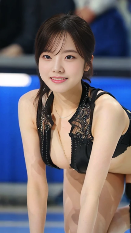 30 year old female teacher，black slime shapeshifter，looking at the audience， Wearing only black underwear、Long hair，170 cm，Slime Girl ,Pretty Face，手部solution，1 woman，body liquefaction，cute appearance，solution，Be confident,Upper body melting slime