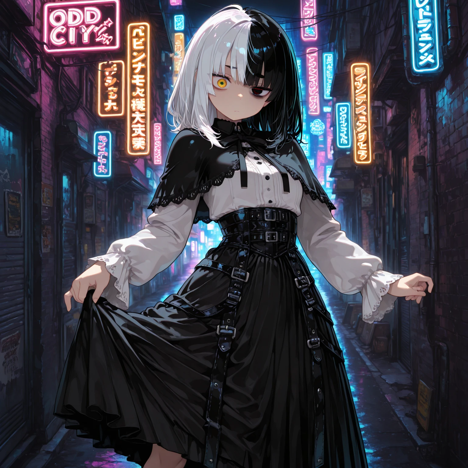 masterpiece, 8k, best quality, extremely detailed, ultra-detailed face, detailed eyes, hires, piercings, Ring, tattoo, goth punk, beautiful attractive girl, Full body, jewellery, boots with attention to detail, Perfectly proportioned, Big breasts, detailed hair, long hair