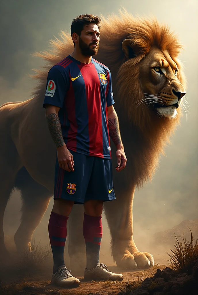 make a picture messi on the lion