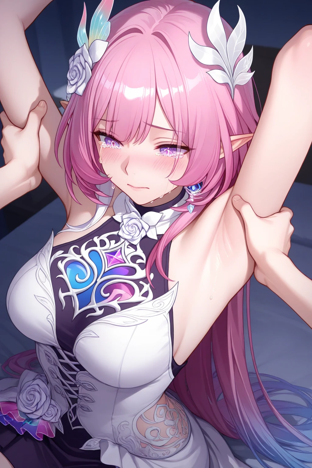 {{{{{16k,Ultra High-resolution realistic romantic photo of Reconstituting a slutty girl as a pure embarrasslng virgin as pretty as a actress in the romantic flower field at deep night, The way she embarrassed herself is adorable, she transforms into a cute girl of third ranks higher and radiates glowing charm, expressing femininity all over her body while being made into an adult, The more shy she is, the smaller and neatly her face becomes}}}}},{{Extremely detailed}},{{{{{dye her cheeks flush and integrated her head pure small, thick lips, Enchanting thick gross idol's Lips}}}}},{{{{{the best glossy bang neat voluminous virgin hair}}}}},{{{{{She's also cute as she gets drunk on aphrodisiacs and alcohol to free herself from shame, get more attractive and smoother her body, The bigger her  get, the thinner her  waist gets, her  have become large, soft, and cleavage-like as she's carefully rubbed them, She's trying to make a cleavage with her hands over her growing , but even before that, she's got a beautiful cleavage}}}}}