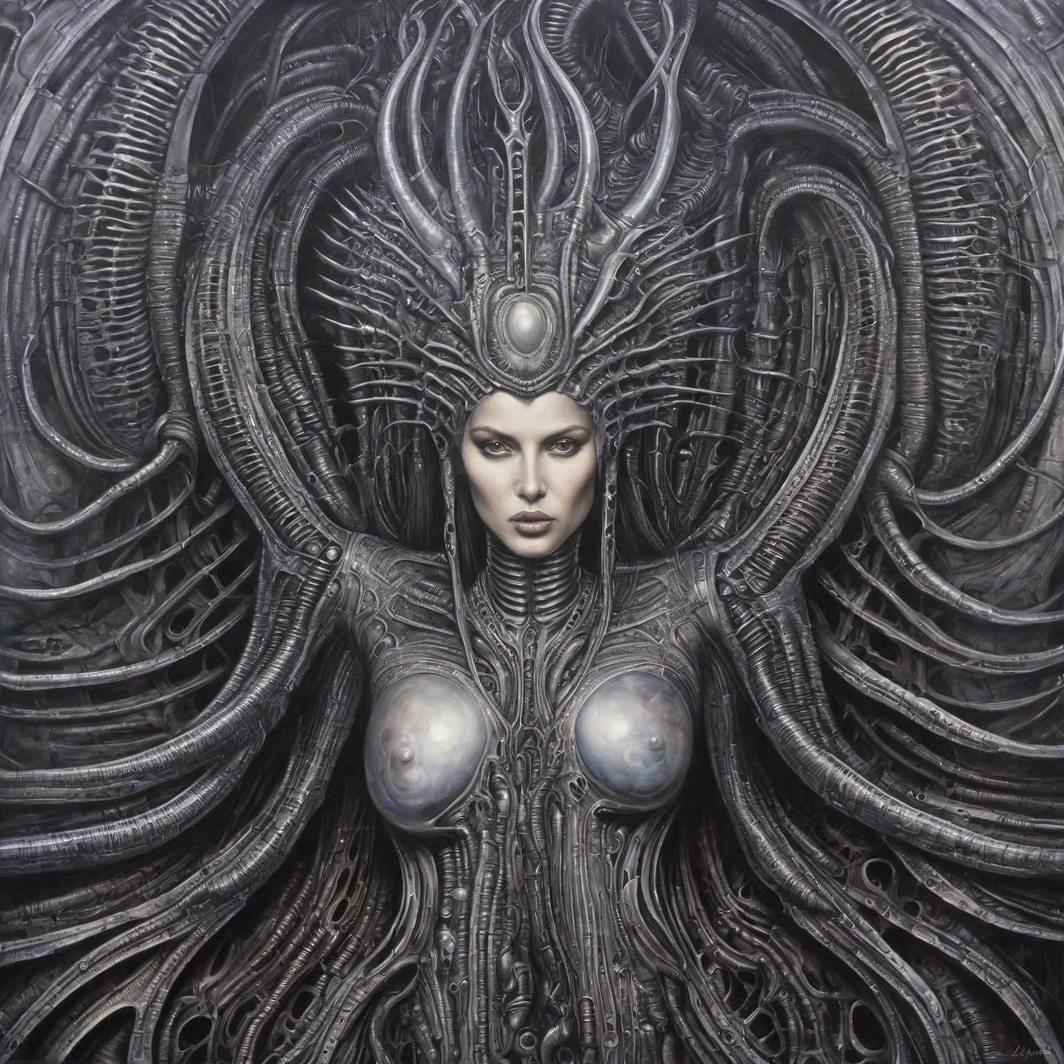 (dark theme:0.9), naked woman warrior, full lenght, in the dark and fantastic worlds  <lora:H.R.Giger_ArtStyle_640x960:0.85>, (hdr:1.22), muted colors, complex background, hyperrealism, hyperdetailed, amandine van ray, slate atmosphere, cinematic, dimmed colors, dark shot, muted colors, film grainy, lut, spooky, art by angus mckie