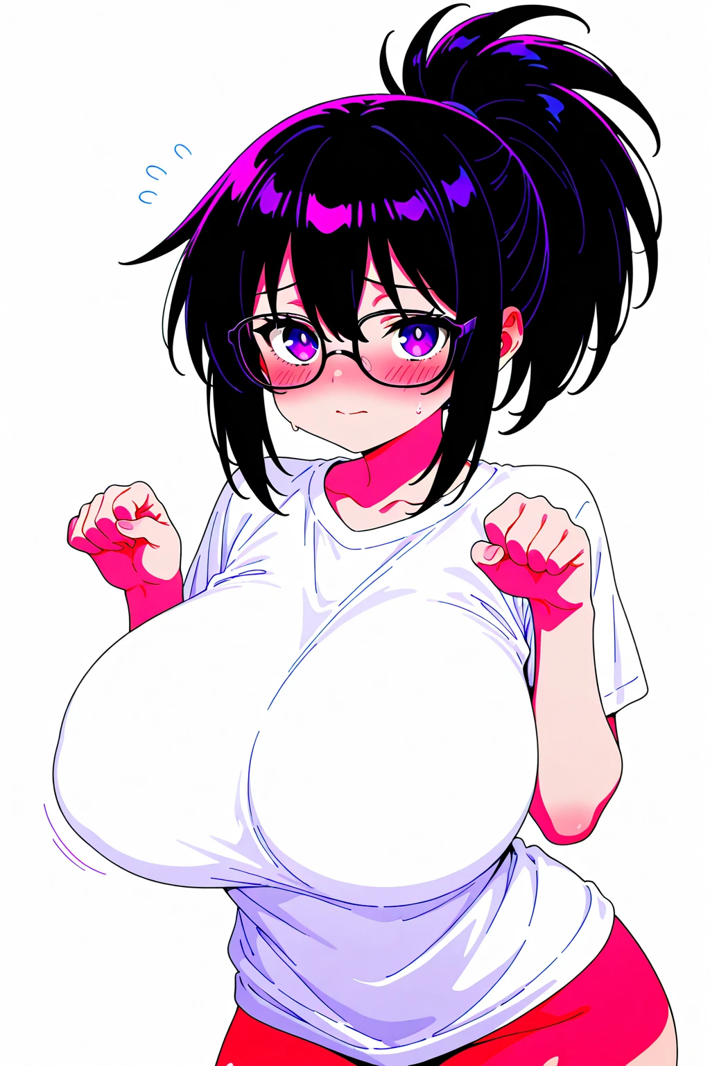 masterpiece, best quality, 1 girl, darkblue hair, long hair, team rocket,team rocket uniform, twitch, slapstick comedy, laugh eyes, laugh open mouth, big bump on head, fuss over,