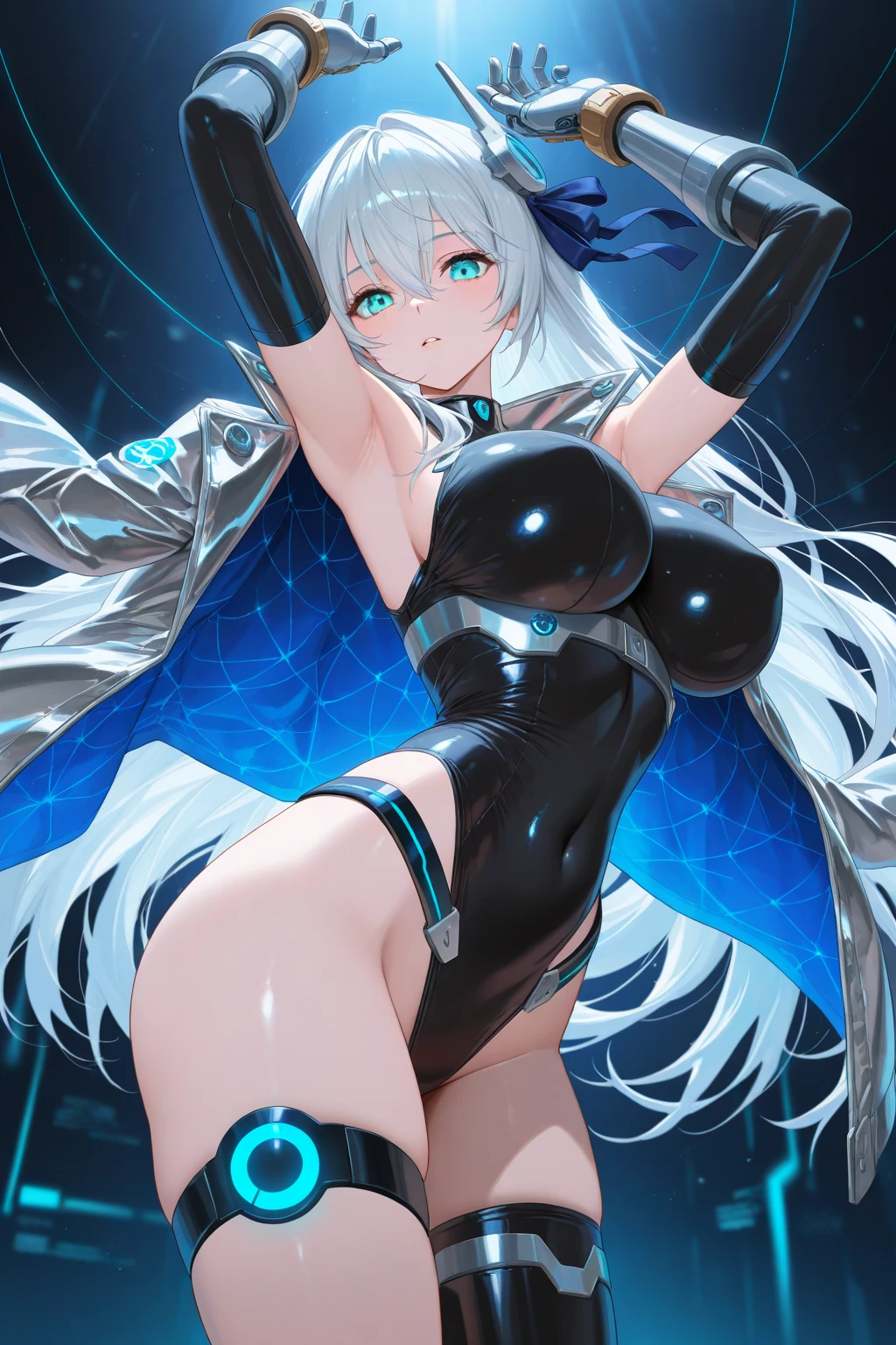 (((masterpiece))), (((best quality))), ((ultra-detailed)), (illustration), ((an extremely delicate and beautiful)), ((super detail)), ((high resolution)), (((????))), ((cybernetic)), (futuristic), fantasy, (seductive), (((??????))), (((20 years old))), (???????????), ?????????, (((ultra-????????????))), (maid), (android), delicate metal decorations, gleaming skin, shiny body, two legs, ((female ????????????)), soaking wet, ????????????, ((tall), slender legs, ((big round eyes)), cute eyes, drooping eyes, very light makeup, biopunk, (dark cybernetic and futuristic background), ((adult)), in stasis tank, right hand on the ???????? and left hand on the ?????? and no other hands are exist, two hands, in suspicious broken laboratory, electrical shining line on the body, (?????????), five fingers, no extra hands, seductive smile, single side braid, shoulder length hair, ((slender)), (elderly), slime suit, slime girl, melting,