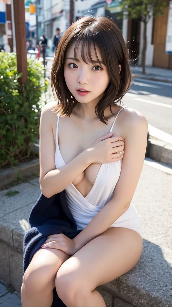 beautiful light、highest quality、Movie-like fashion stills(great model）、(40 years old)、take a pose(sitting on the beach)、((spreads over the entire leg))、(wearing a small string bikini)、(wet skin)、((sunset))、((Chubby;1.3))、fit、women sexy、the smile of、((perfect hands))、((perfect fingers))、((perfect thing.2))、(lip whole)、(thin eyebrows)、(perfect teeth)、The wind is blowing、light brown hair、Beautiful woman、((big breasts))、Highly detailed face and skin texture、detailed eye、double eyelid、(full body shot)、hard disk、nffsw、Nikon Z9 100mm Lester Piece