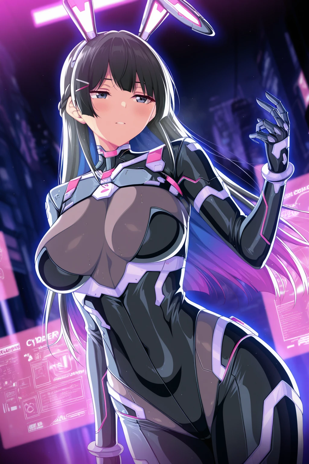 (raiden mei in a battlesuit looking ???? and her pose too. Of pink colour the hairs and suit are. Rest of the costume features stocknet and fishnets transparent costume),(((raiden mei))),((high quality image)),((colourful scene)),(((detailed face,high quality face,best quality face))),(((????????????:1.49))),((high quality)),((ornaments)),((adult woman)),((closeup shot )), ((looking at viewer,looking at camera)))
