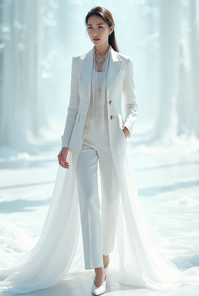 Beautiful woman in intricate Minimalist and Sleek Outfit