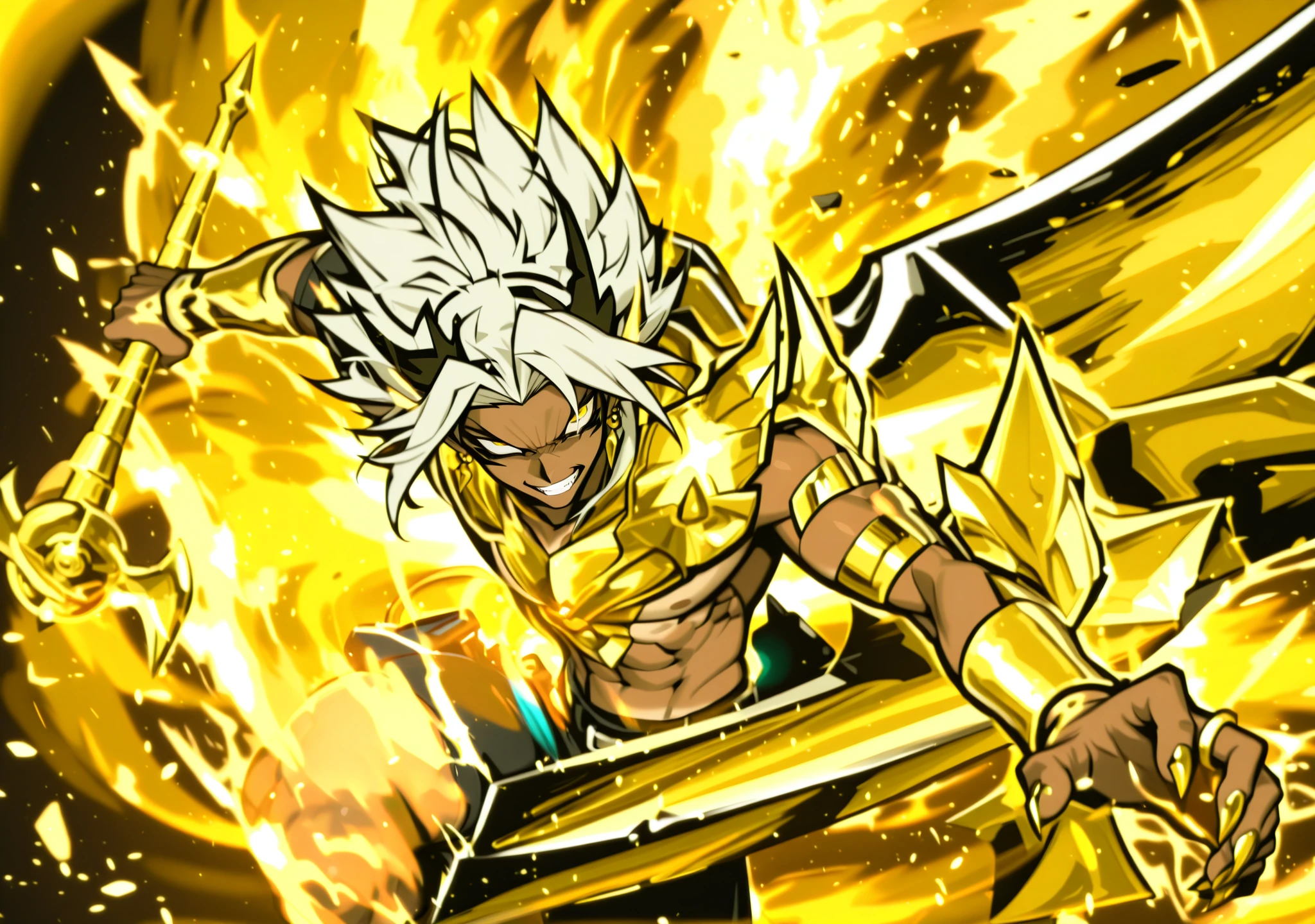 masterpiece, better quality, incredible quality, hyper-detailed, male character, taned skin, gold claws,