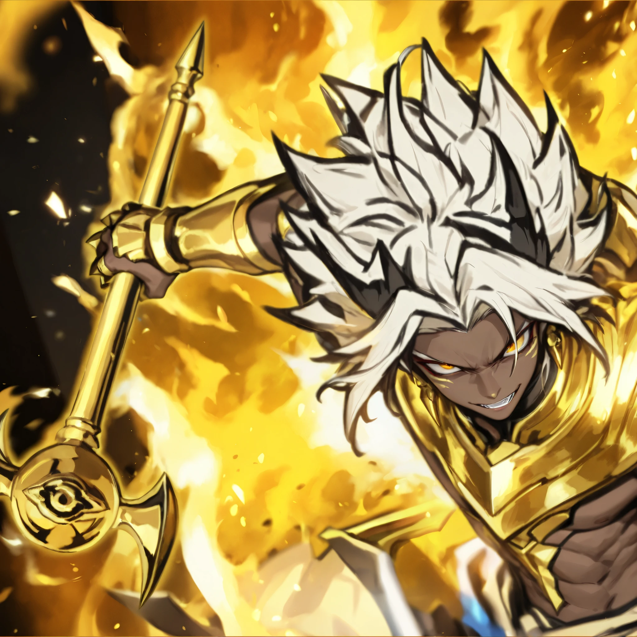 masterpiece, high quality, ultra-detailed, dark skinned, gold claws, male character,