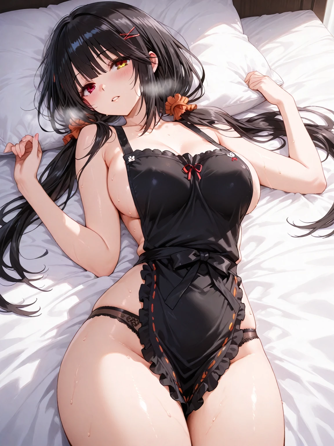 Beautiful girl, black sailor suit, long black hair, red eyes, sharp gaze, ???????????, ????,