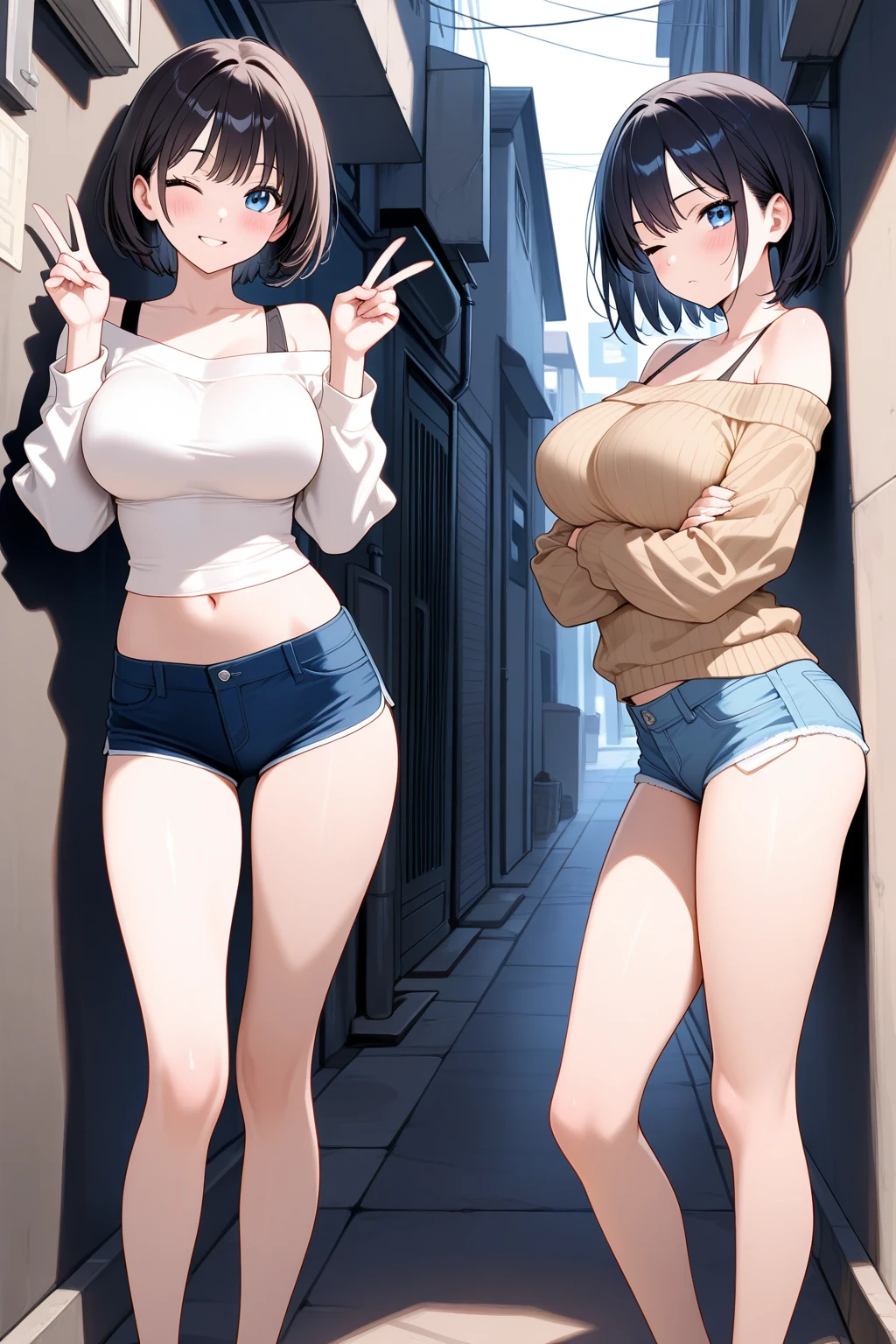 A woman leaning against the door posing for a photo, The head is not exposed，Wearing half-sleeved upper body，[ 4K realism ]!!, [ 4K realism ]!!!, [ 4K digital art ]!!, Realistic shadow perfect body, realisticlying!!!!!!! art-style, photorealistic anime, by Shitao, Popular topics on cgstation, Casual pose, realistic anime 3D style