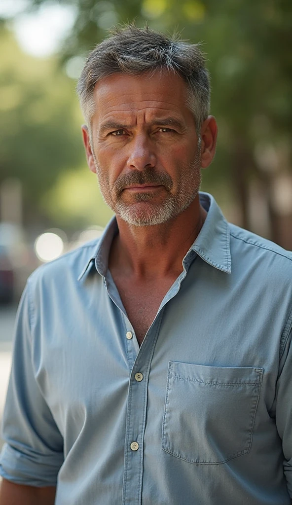 Middle Size Man A handsome middle-aged man standing outdoors in daylight, wearing a ...