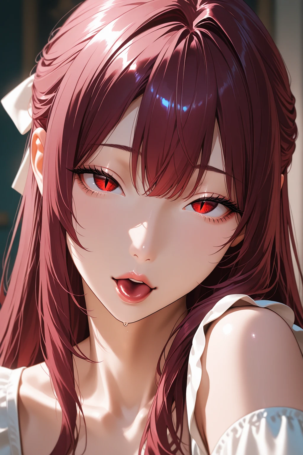 arafed femme pleinement , fille sexy aux yeux marrons, ultra réaliste, Méticuleusement détaillé, Portrait de Sophie Mudd, cheveux bruns et grands yeux, selfie d'une jeune femme, yeux de la chambre, violette myers, sans maquillage, maquillage naturel, regarder directement la caméra, visage avec artgram, maquillage subtil, superbe photo de tout le corps à genoux sur le lit, dans la chambre, Buste de taille moyenne à grande, espagnol