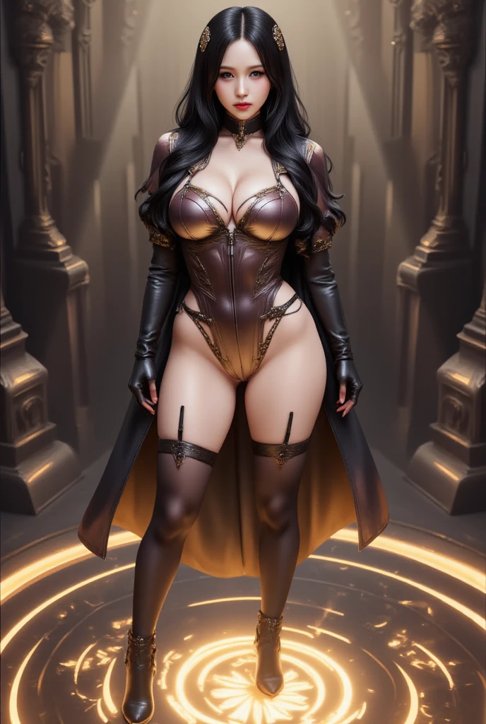 A busty hijabi girl, of Arabic ethnicity, brown skin, Muslim, mature woman, secretary, wearing a black jacket, red ??????????, black mini skirt, fishnet stocking, black high heel, silk headscarf, natural ???????, nice rounded ???, cleavage, ????, thick ????, beautiful feet, smiling at the viewer, posing , inside a islamic mosque, meccah, Saudi Arabia, Arabic background 