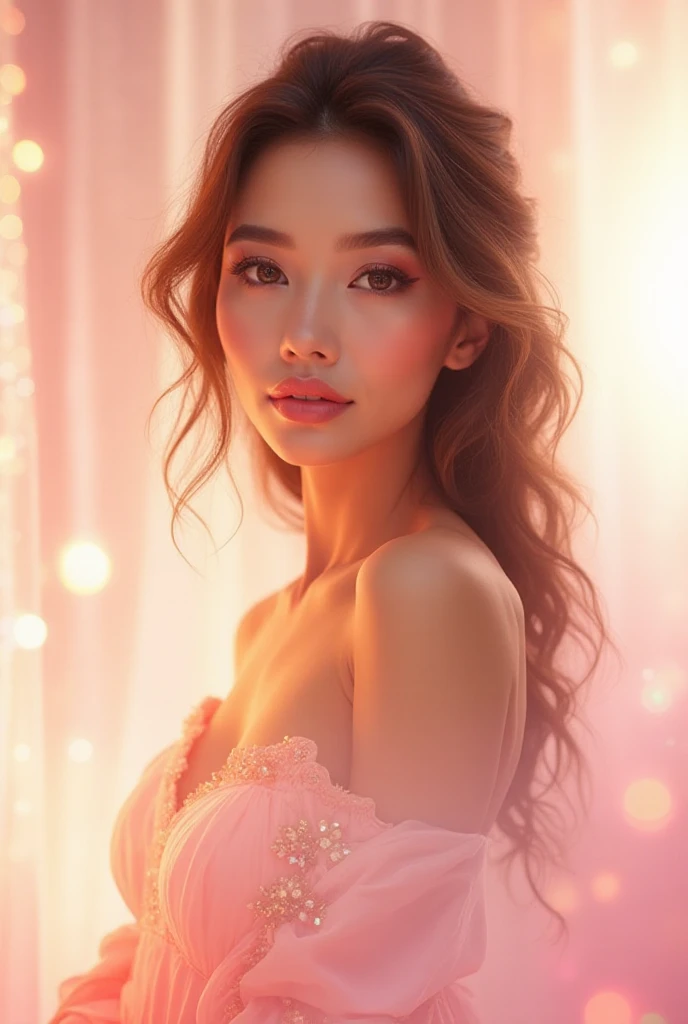 (best quality,4k,8k,highres,masterpiece:1.2),ultra-detailed,(realistic,photorealistic,photo-realistic:1.37),portrait,beautiful Asian girl,long hair,expressive eyes,plump lips,( shoulders:1.1),(pronounced collarbone:1.1),Asian model,Japanese style,Korean girl,trendy outfit,open- clothing,sophisticated makeup,pink blush,neutral background,soft lighting,vibrant colors,feminine,confident pose,city center