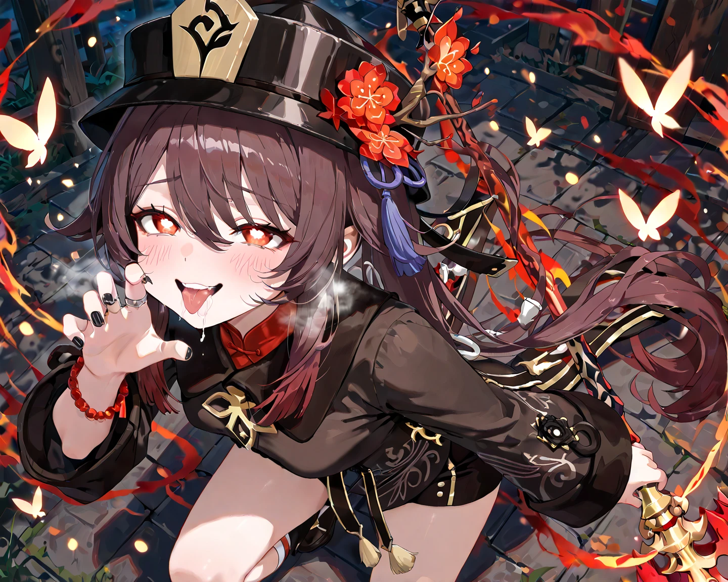 Anime style girl in red dress，Holding a wine glass, Anime Girls Cosplay, return, Fireworks of Collapsed Star Railway, return tohsaka, Megumin from konosuba, anime cosplay, dreturnking wine,  anime girl, Ayaka Genshin Shock, 《Genshin》Zhongli in, red wine, Azure Lane style, deadly