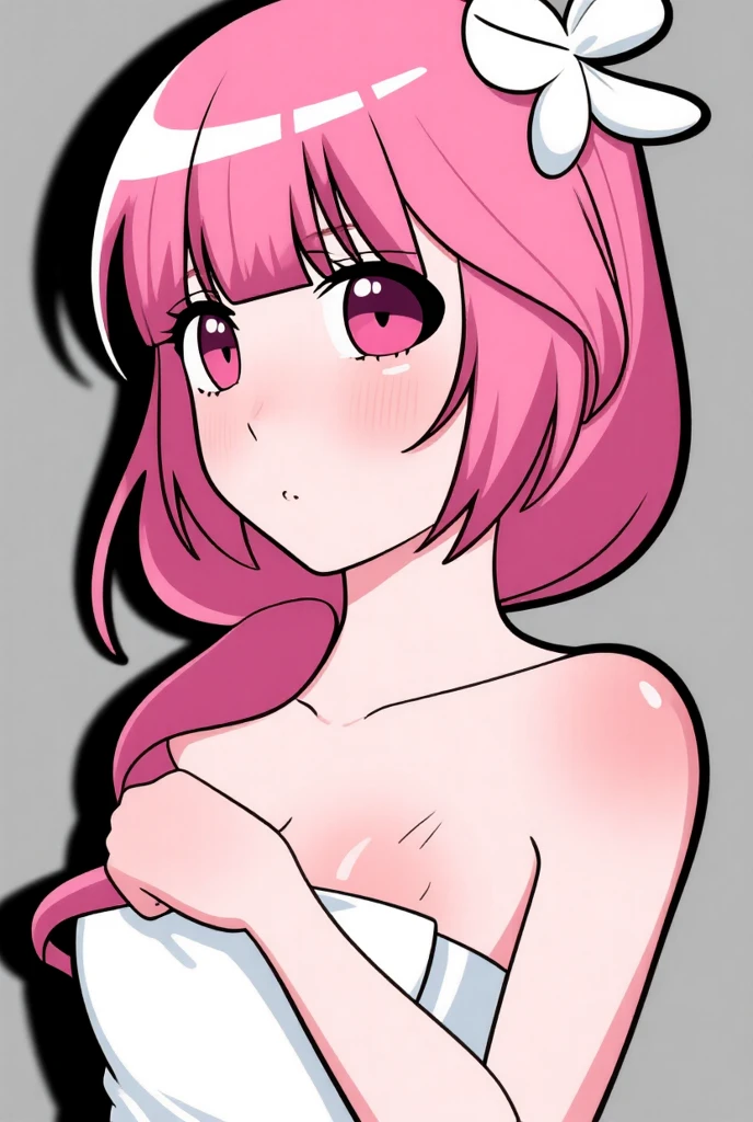 ?????, ??????????????, ??????, pink ponytail hair, head facing to the right, hands covering ???????