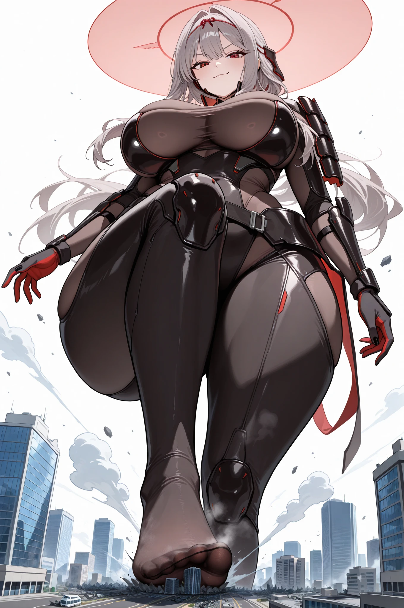 masterpiece, best quality, amazing quality, very aesthetic, absurdres,  newest,
<lora:PulenKompot-Saigalisk Style-noob:1> saigalisk, 1girl, solo, , , wide , thick thighs, beautiful, 1girl, solo, long hair, , looking at viewer, cleavage, jewelry, lips, , covered navel, covered , skin tight, science fiction, cyberpunk, city, impossible , curvy, , looking back, , cybernetic eye, serious, night, darkness, action, movement, motion, motion lines, power pose, lightsaber