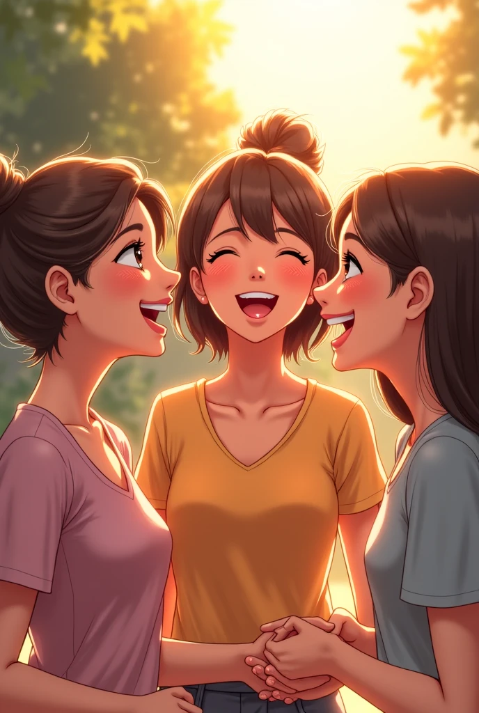 Teenage girls laughing happily