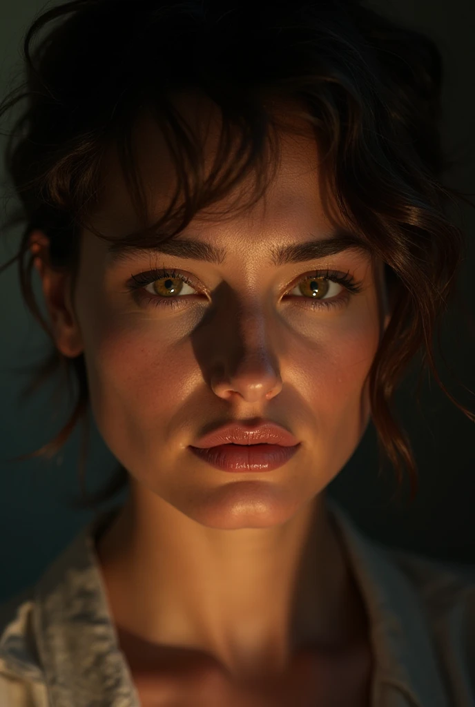 a beautiful woman with dark skin, red bob haircut, expressive blue eyes, wearing white lace , in a bedroom setting with a , atmosphere, (best quality,4k,8k,highres,masterpiece:1.2),ultra-detailed,(realistic,photorealistic,photo-realistic:1.37),portrait,chiaroscuro lighting,dramatic lighting,cinematic,dramatic colors,rich colors,glowing skin,detailed facial features,sensual,alluring, intricate details,dramatic lighting,cinematic composition,sensual,captivating expression,alluring. HDMI, HDRI, UDHD,((Diffuse effect)), ((volume effect 1.1)), ((Depth of field 1.1)), ((fisheye lens)