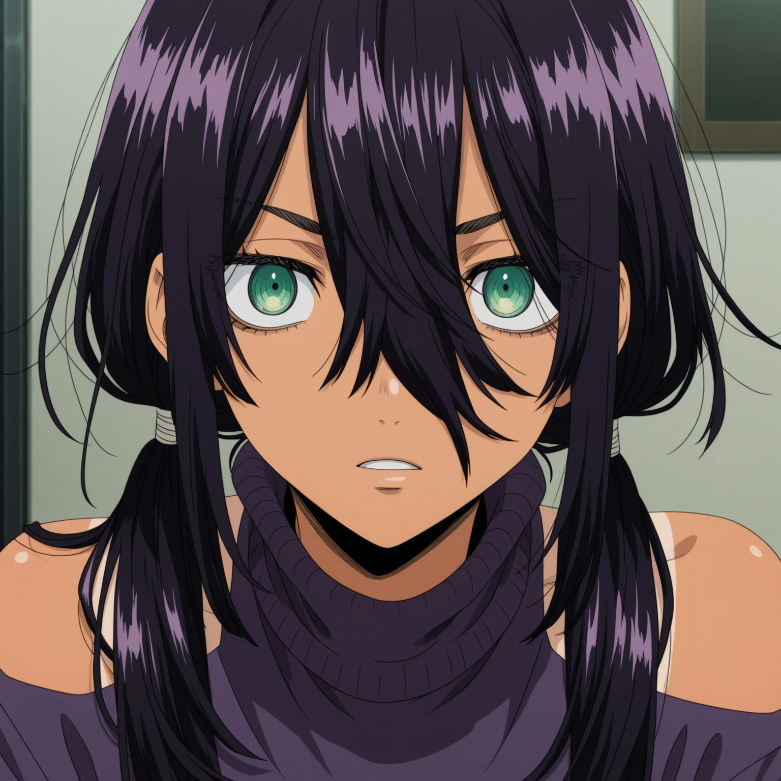 (mieruko:1.3), 1girl, scared, tears, sweat drips, yellow detailed eyes, long black hair, big eyes, (open mouth:0.1), detailed pupils, hdr shadows, (elegant clothes, sleeveless).