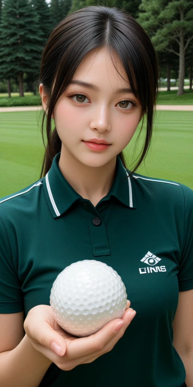 top-quality、​masterpiece、超A high resolution、(Photorealsitic:1.4)、Raw photo、1 Japan Female、finely detailed face and eyes、cabelos preto e longos、Anxious and frightening face、Teary-eyed、Wearing a black collar、 ultra-thin  golf wear、 skirt、、Sheer 、beautiful slim legs， huge-breasted，exhibitionists，Hairless  exposure、Dark、golf course、Sit with your 