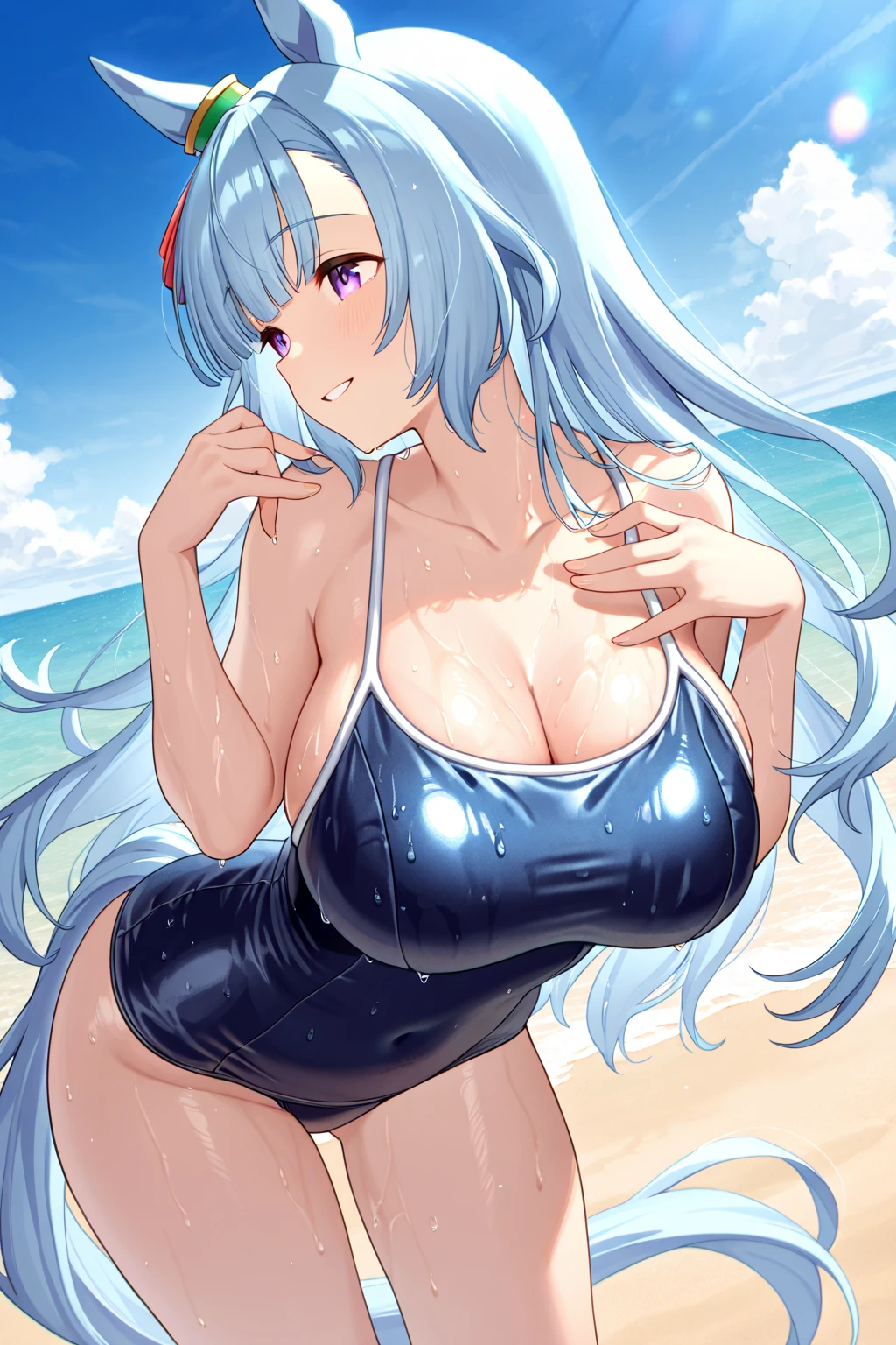 （The chest is visible through the clothes）（Blue（cleanness）of an open-chested shirt）（Blue（cleanness）of an open-chested shirt）24-year-old pure female student，（A plump chest），（Blue（cleanness）of an open-chested shirt），（The chest is visible through the clothes），The chest can be exposed，White miniskirt，Panties can be seen，Beach by the sea in the background，perfect bodies，Delicate facial features，Blue curly hair，Clear suspenders，legs are open，Feminine and sexy pose，Full body like，perfect hand，huge tit，Blush，Imitate the perfect real person，Perfect for thin eyebrows，Perfect and delicate buttocks，Vest line，Hold your phone，